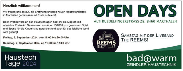 Open Days bei Zeindler Haustechnik