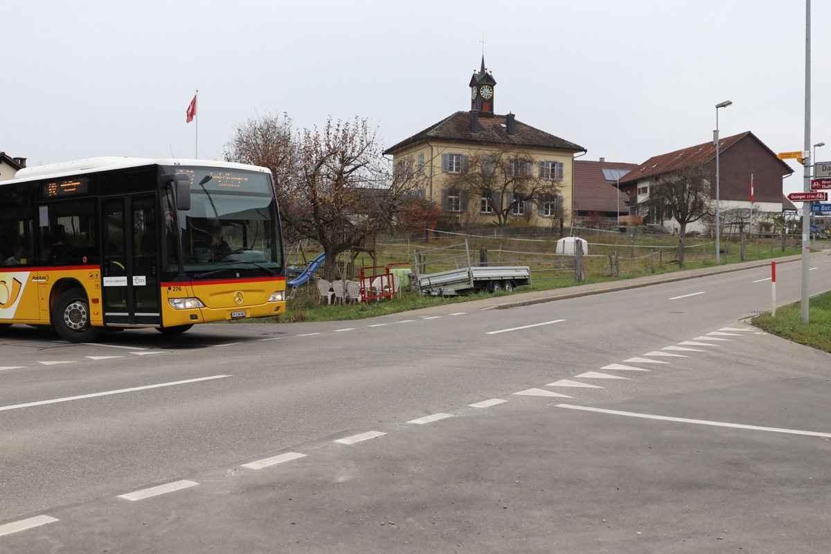 Die neue Haltestelle in Gütighausen kommt auf der Thurtalstrasse zu stehen (etwa Höhe Kandelaber)