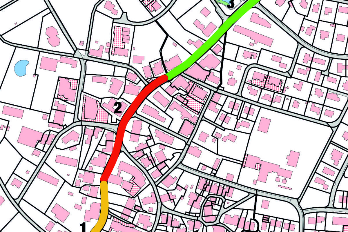 Die Schaffhauserstrasse von der Thurbrücke bis zum Hirstighof. Abschnitt 1 und 2 erhalten einen leisen