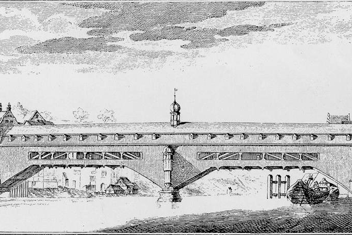 Grubenmanns Brücke bei Feuerthalen – die Franzosen steckten sie 1799 in Brand.