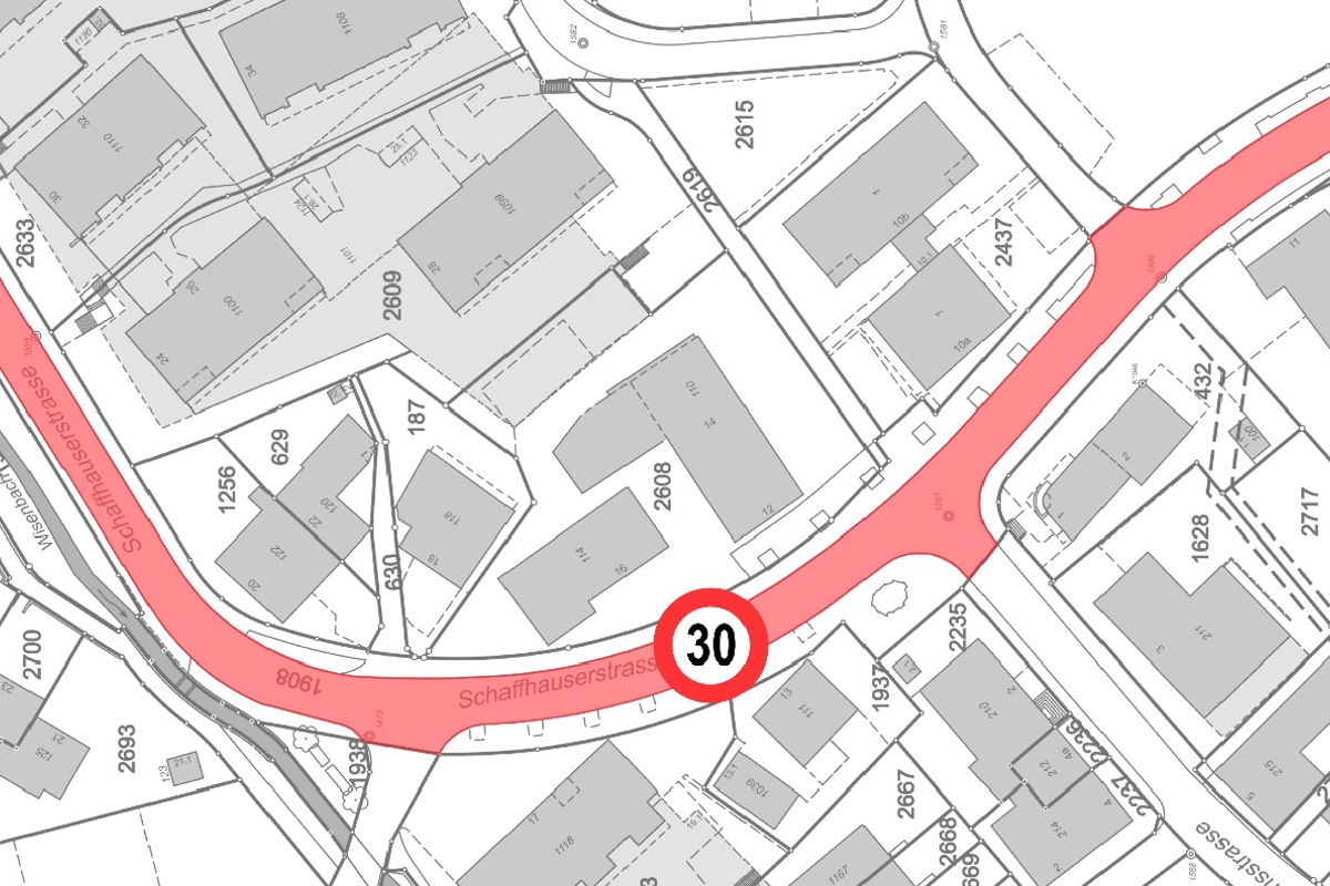 Auf einem Abschnitt der Schaffhauserstrasse gilt zukünftig Tempo 30.